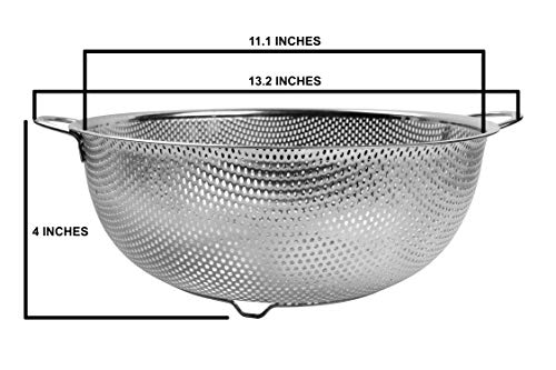 Stainless Steel Colanders By Teja’s-Kitchen Strainer Basket With Heavy Duty Handles-Pasta Noodles Drains/Dishwasher Safe