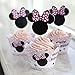 24 Serves Pink Mouse Mini Cupcake Toppers and Wrappers Birthday Cake Decorations for Pink Mouse Pink Mini Mouse Themed Party Baby Shower Supplies and favors