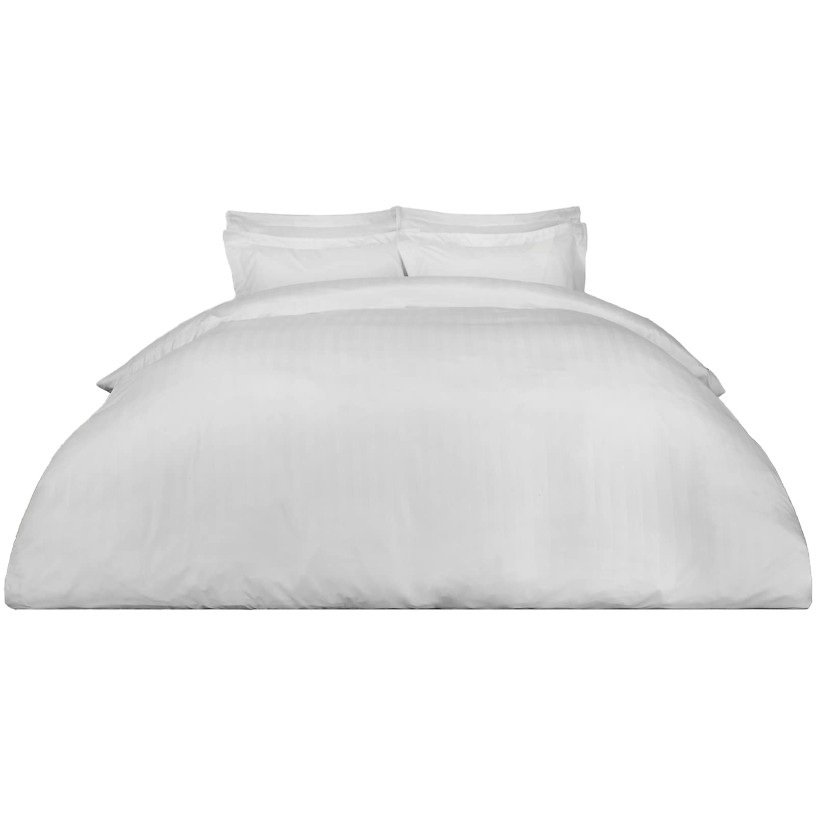 Dreamscene Beautiful Satin Stripe Duvet Bedding Set, White, Super King