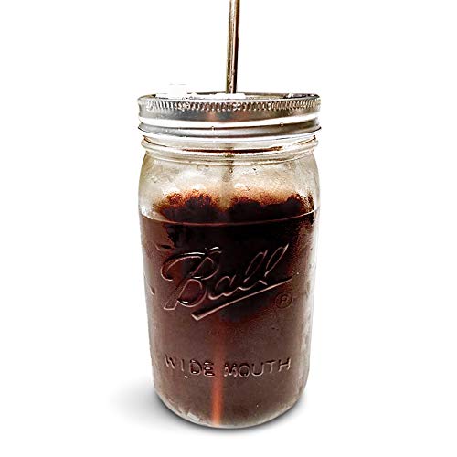 Glass Cold Brew Mason Jar Coffee MakerPortable 24 oz Wide Mouth Mason