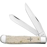 Case XX WR Pocket Knife Trapper Natural Bone Cross Shield Item #6721 - (6254 SS) - Length Closed: 4 1/8 Inches