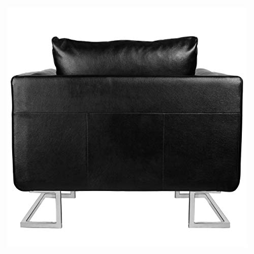HomyDelight Arm Chair, Recliner & Sleeper Chair, Black Luxury Cube Armchair with Chrome Feet