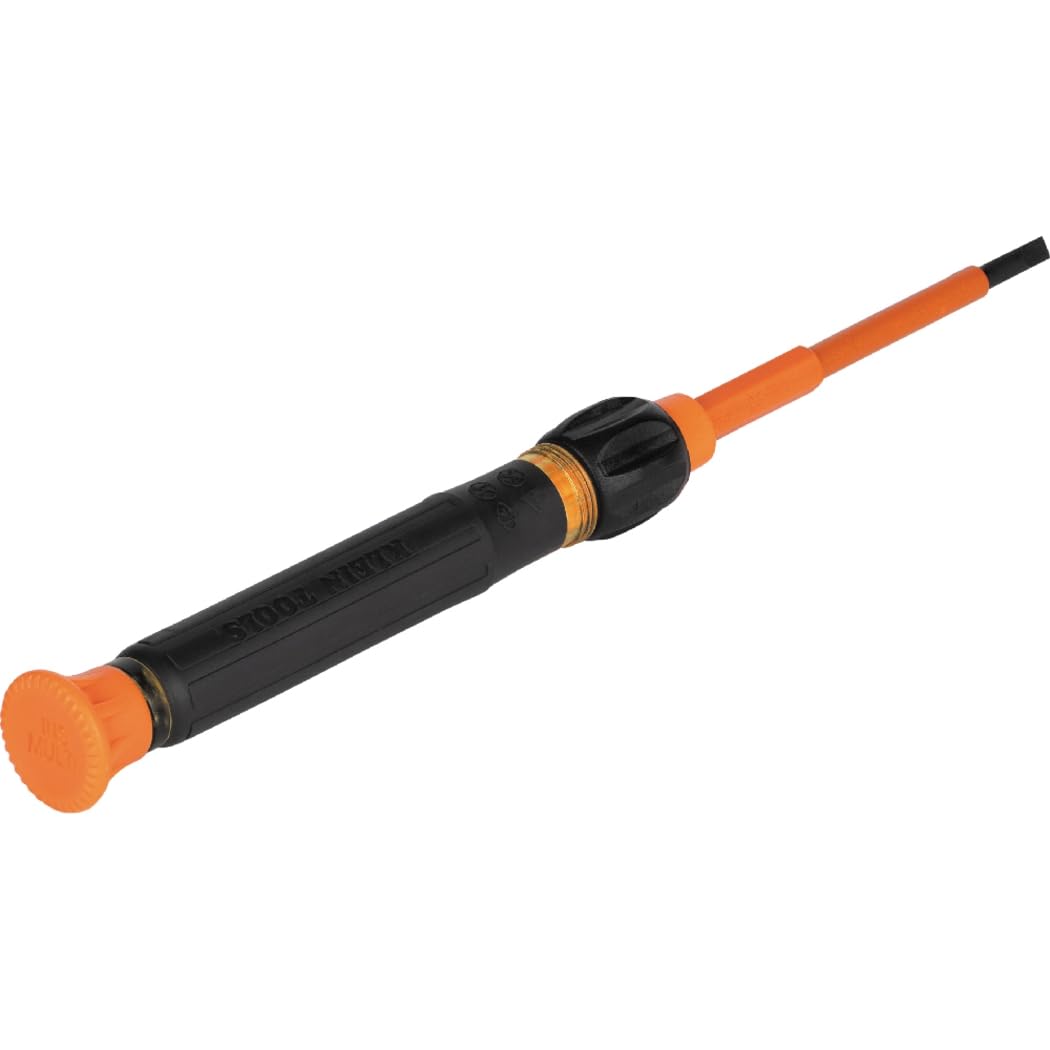 KLEIN TOOLS 32581INS Precision Screwdriver, 2-in-1 Insulated Screwdriver with No. 0 Phillips and 1/8-Inch Slotted Bits