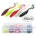 RUNCL Anchor Box - Curved Tail Grubs, Swimbaits, Soft Fishing Lures - Ribbed Design, Shrimp Flavor - 4in, Several Proven Colors (Pack of 40)