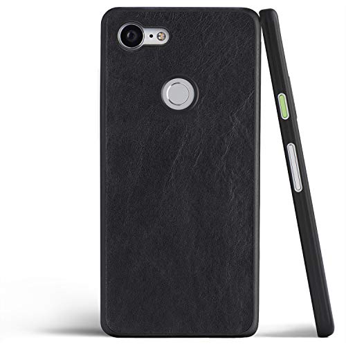 totallee Pixel 3XL Case, Thinnest Genuine Leather Cover for Google Pixel 3 XL - Ultra Thin, Slim & Real Premium Leather Back (Leather Black)