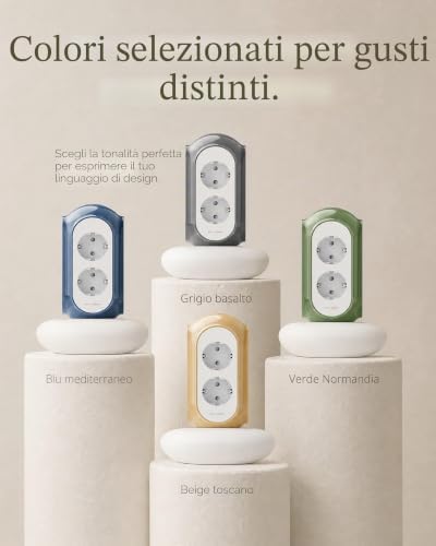 Multipresa a torre 6 prese AC, 3680W/16A, protezione sovratensione 1420J, base pesata 479 g anti-ribaltamento, cavo 2 m, protezione sovraccarico (Grigio Basalto)