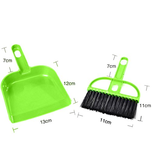 Botrong Mini Desktop Sweep Cleaning Brush Small Broom Dustpan Set (Green) - Thumbnail 2