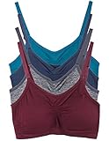 4 Pack Kalon Nylon Spandex Removable Pads Comfort Bras Ext Sizes