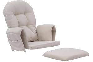 5Ps Removable Rocking Chair Cushion Set - Suede Rocking Chair Replacement Cushions, Light Gray and White, Suitable for Rockin