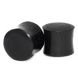 Flesh Tunnel Solid Double Flare Black Horn Ear Plugs Expander Earrings (12mm 1/2")