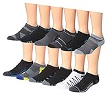 James Fiallo Men's 12-Pairs Low Cut Athletic Sport Peformance Socks, (sock size 10-13) Fits shoe size 6-12, 2885-94