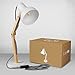 AWEHIRU Tomons Wood Adjustable Head Desk Lamp, Designer Table Lamp, Reading Lights, Study Lamp, Work Lamp, Office Lamp, Bedside Nightstand Lamp - White
