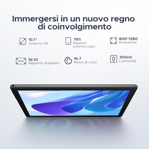 POPUX U10 2026 Neueste Android 16 Tablet 10 Inch, 16GB RAM+128GB ROM (2TB TF) Gemini AI Tablet PC 5060mAh / Widevine L1/ 8MP+5MP Dual Camera/WiFi 6/ Type C/3.5mm Headphone Jack, Purple
