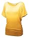 WT990 Womens Round Neck Short Sleeve Dip-Dye Dolman Top XXXL YELLOW