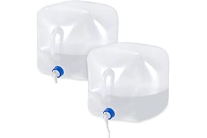 Petgin 2 Pack Collapsible Water Container with Spigot, Food Safe Water Storage Cube, BPA-Free Camping Water Storage Jug Cante