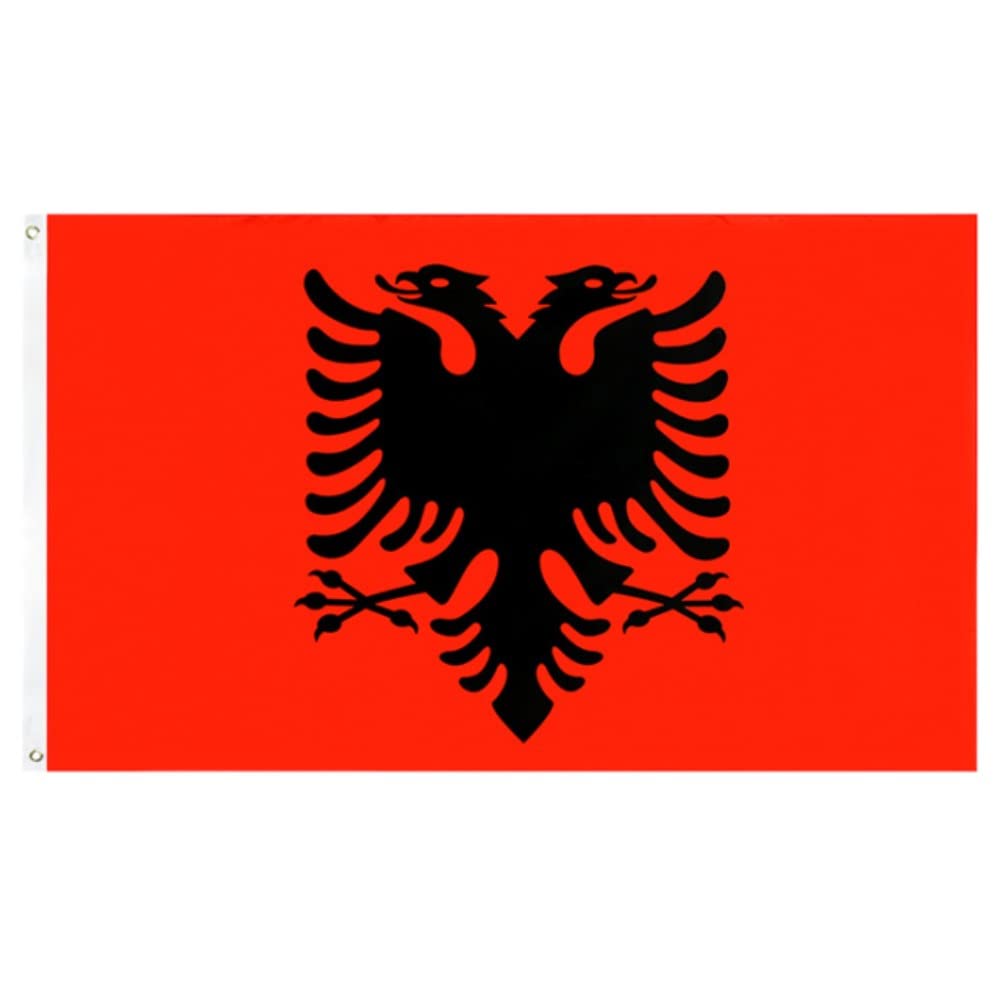 Albania Flag - Large 3x5 Ft, 90 X 150cm With 2 Brass Grommets - National Flag For Party, Festival, Sport Activities, Garden, Home, Indoor, Outdoor Decoration