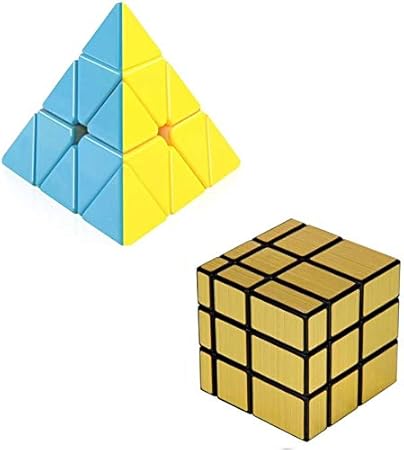 Toy Arena Super Magic Rubik Cube Puzzle Combo Pack Brainstorming Game Multicolor (Gold Mirror/ Pyramid)