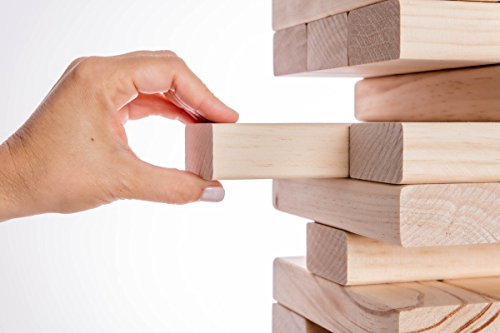 Giant Tower Game (60 Blocks) With 2-in-1 Storage Crate / Game Table | Stacks Up To 5ft During Gameplay | Wedding Guestbook Alternative | XXL Jumbo Wood Stacking Game | Carrying Case | Indoor Outdoor