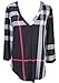 Womens Loose Chiffon Tartan Check Blouse Plaid V Neck Shirt Tops (2XL, Black)