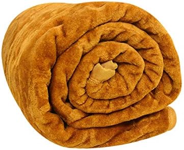 KRG Enterprises Embossed Design Super Soft Mink Microfibre Double Blanket - Camel