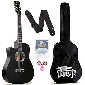 Intern INT-38C-L-BK Left Hand Acoustic Guitar Kit (Black)