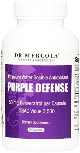 Dr. Mercola Purple Defense Capsules - Premium Water Soluble Antioxidant - 50 mg Resveratrol Per Capsule - ORAC Value 3,500 - 90 Capsules by Mercola