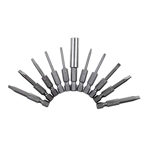 image for Rocaris 11 Pack Flathead Screwdriver Power Driver Bit Set, 2 Inch Slot