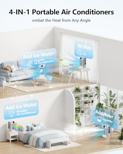 Portable Air Conditioners, 2000ML Personal Air Conditioner, Mini Air Conditioner, Evaporative Air Cooler Fan with 120° Oscillation, 7 RGB Light Modes, 4 Speeds & 1-8H Timer for Bedroom Office