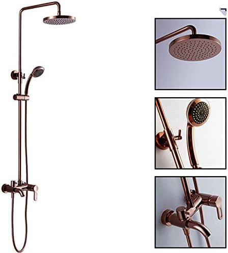 FHLYCF European style retro rose gold shower suite copper shower room shower nozzle shower faucet handheld shower shower shower bathroom set