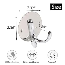 Vanloory Bath Towel Hooks, 5 Pack Double Prong Coat
