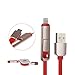 Geekercity 2M/6.6FT 2 in 1 Retractable Charging Data Sync Cable Cord - Lightning Micro USB to USB Charger Cable for iPhone 7 6 Plus 6S iPad Android Samsung Galaxy HTC LG & More (White)