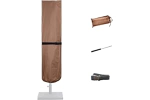 CoverFml Beige Rectangular Patio Umbrella Cover - Waterproof, Adjustable, Modern Solid Umbrella Cover - Fits Outdoor Market Parasol, Swing Occasion