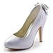 ElegantPark Women Pumps Closed Toe High Heel Platform Bows Rhinestones Evening Wedding Shoes