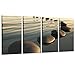 LevvArts - Large Zen Canvas Wall Art Basalt Stone at Sunset Relax Picture Spa Living Room Office Wall Decor Peaceful Scenery Artwork Framed Ready to Hang- 64