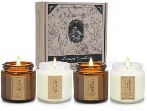 YMing Candles Gifts Set for Women 4 Pack 3.5 oz Soy Glass Jar Aromatherapy
