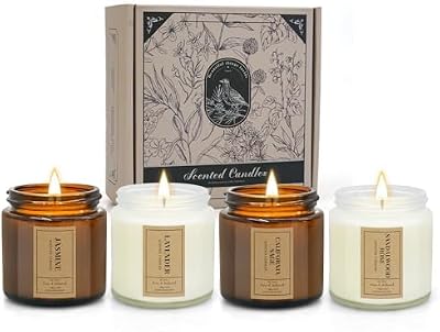 YMing Candles Gifts Set for Women 4 Pack 3.5 oz Soy Glass Jar Aromatherapy