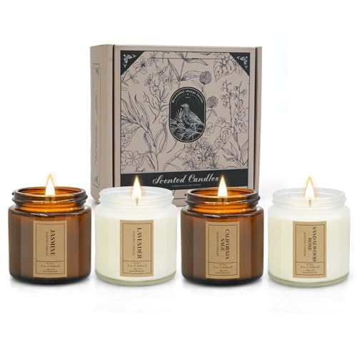 Candles Gifts Set for Women, 4 Pack Aromatherapy Birthday Candle for Home Scented, 3.5 Oz Natural Soy Wax Glas Jar Candles for Friend, Christmas, Mother Thanksgiving Day Present