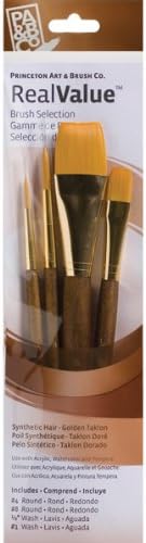 Synthetic Gold Taklon Real Value Brush Set-4/Pkg