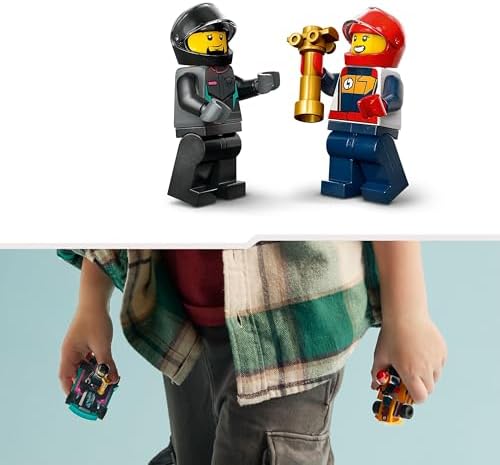 Lego city karts e pilotos de corrida, 2 minikarts de brinquedo, conjunto de construção com 2 minifiguras de motorista, carros de competição, presente para meninos e meninas de 5 anos ou mais 60400