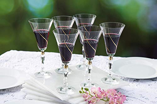 Glazze Crystal RMC-080-GL Red Wine Glasses, 12 OZ, Gold