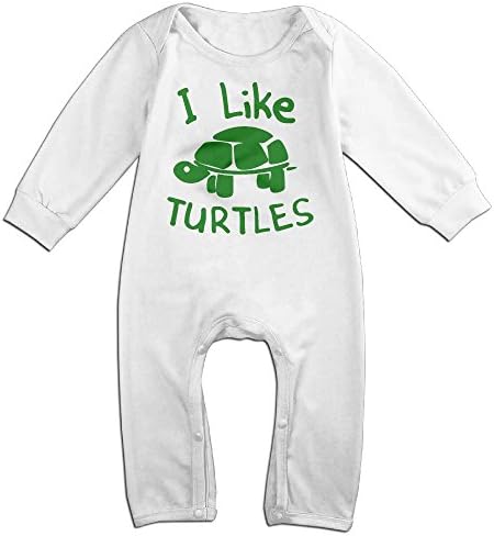 Infant Baby's I Like Turtles Long Sleeve Romper Jumpsuit 18 Months White