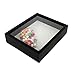 DiamondDec Shadow Box Frame Display Case 8x10 Black with Soft Linen Back, 3-D Wood Deep Large Shadowbox Picture Frame for Wedding Memorabilia, Adventure Tickets, Medals, Travel Keepsake and more
