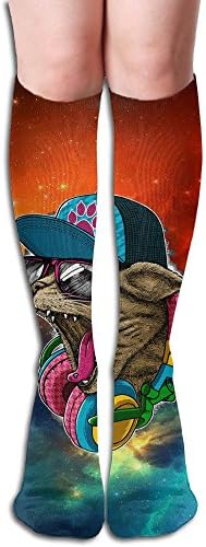 Unisex Long Stocking Glasses Miaow Performance Long Hose Knee High Socks For Men Women