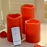 LED Flameless Candle Set of 3 Red, 4H" 5H" 6H" Real Wax Battery Pillar Candles with Remote, Flickering Flame Electric LED Candles Cinnamon Scent, for Home Decoration, Party, Wedding, Birthday