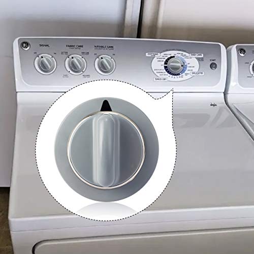 Dryer Knob, 2 Pack WE1M964 Replacement Timer Control Knob Dryer Timer Control Knob Dryer Replacement Part Accessories with Metal Ring for GE Dryer AP4980845 PS3487132