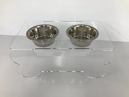 Spero Goods Ergonomic Dog Feeder Stand - Handcrafted in USA (clear acrylic, mini/small/medium sizes, with bowls) (Small)