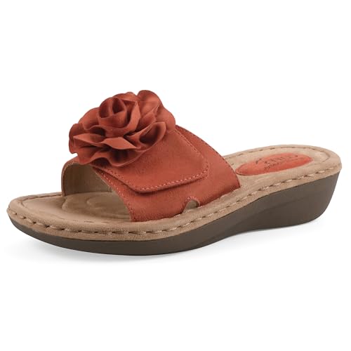 Cliffs by White Mountain Women's Cushioned Casmyn Floral Sandal, Peach Fabric, 7.5 M at Amazon