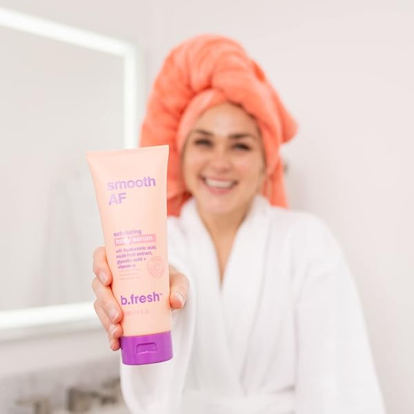 B.TAN EXFOLIATING BODY LOTION | SMOOTHING BODY SERUM – MOISTURIZING & HYDRATING, REFINES & RESTORES SKIN TEXTURE & FINE LINES, INFUSED WITH HYALURONIC ACID + VITAMIN E FOR ULTRA DRY SKIN, 8 FL OZ