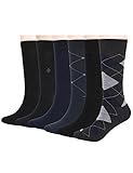 Argyle Patterned Casual Business Long Crew Dress Socks for Men 6 Pack