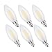 CRLight 6W Dimmable LED Candelabra Bulb 4000K Daylight White, 60W Incandescent Equivalent 600LM, Replace 12W Compact Fluorescent CFL Bulbs, E12 Base C35 Frosted Glass Torpedo Candle Bulbs, Pack of 6
